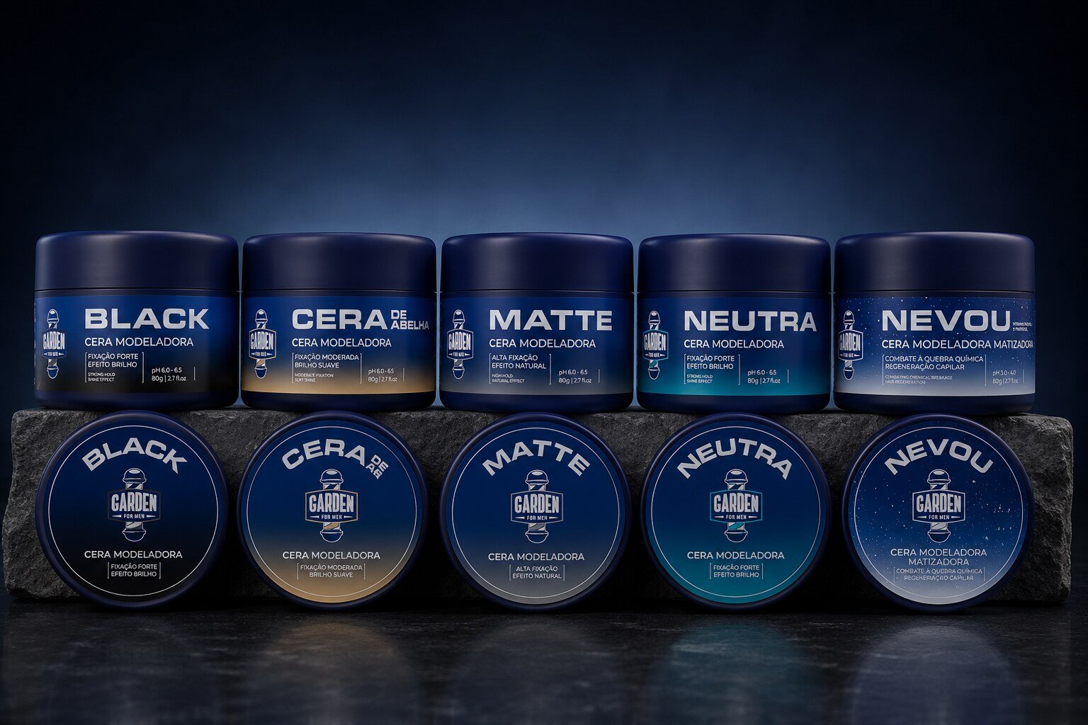 Linha de Ceras Modeladoras Garden For Men Matte Black Teia Abelha Neutra