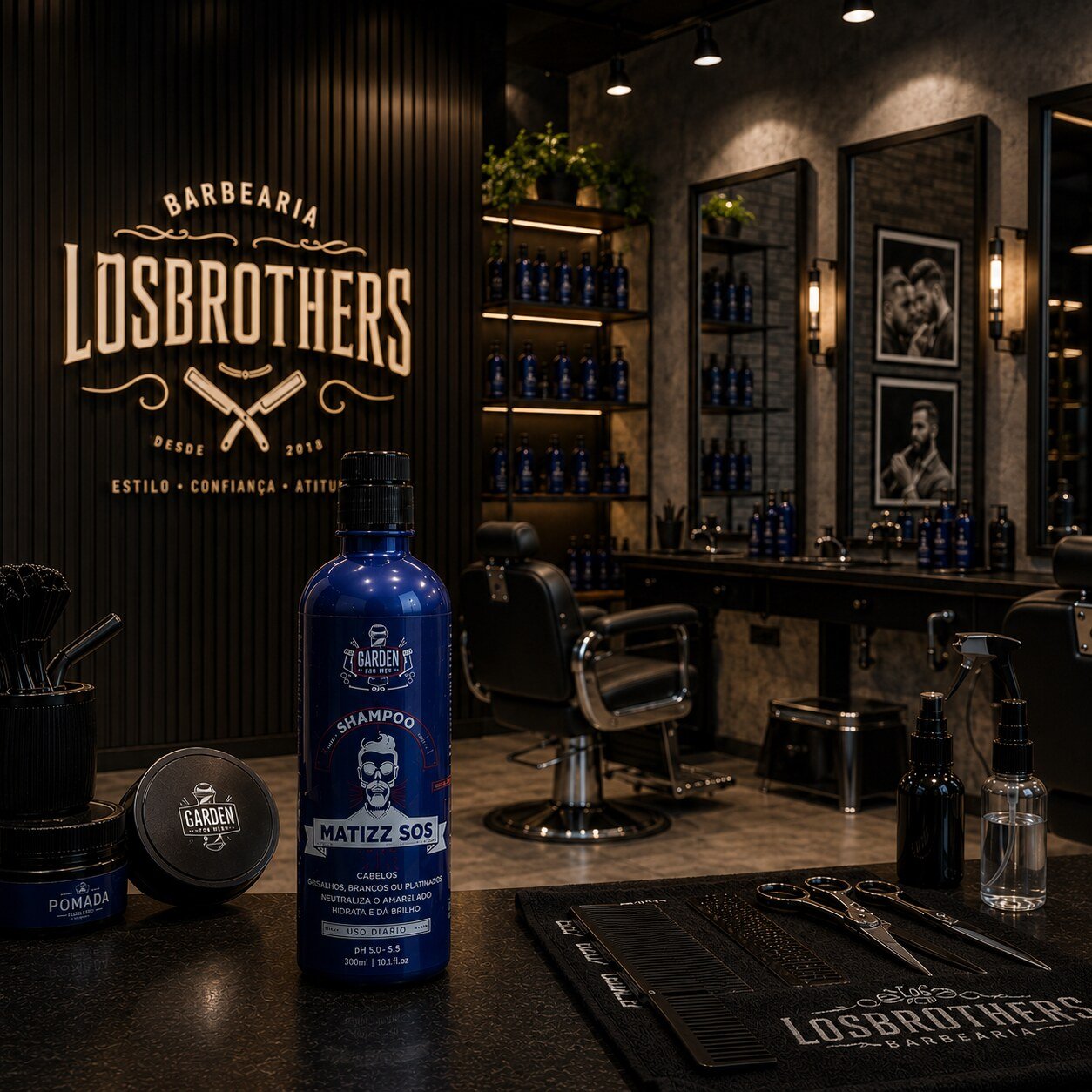 Interior de barbearia profissional parceira Central Barber Pro